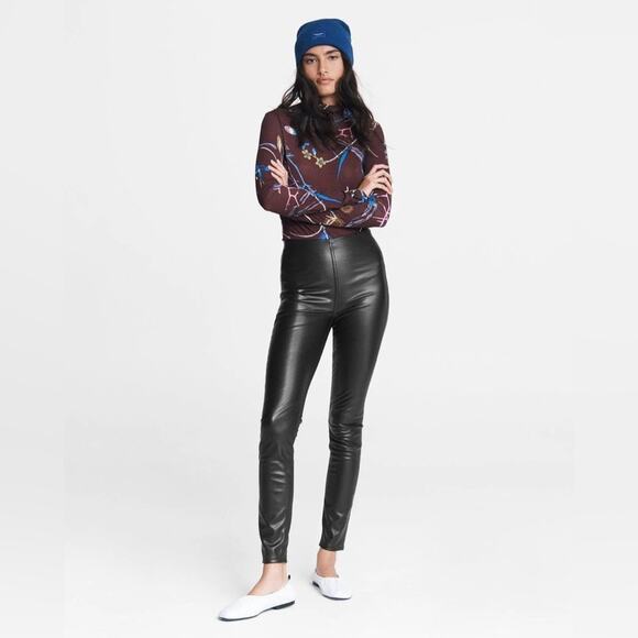 Rag & Bone Nina Pull-On Skinny Legging Pant Black Faux Leather XXS NEW - Picture 4 of 9